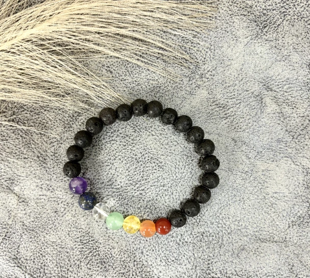 7 Chakra Lava Stone Bracelet - Balance & Grounding - Image 2